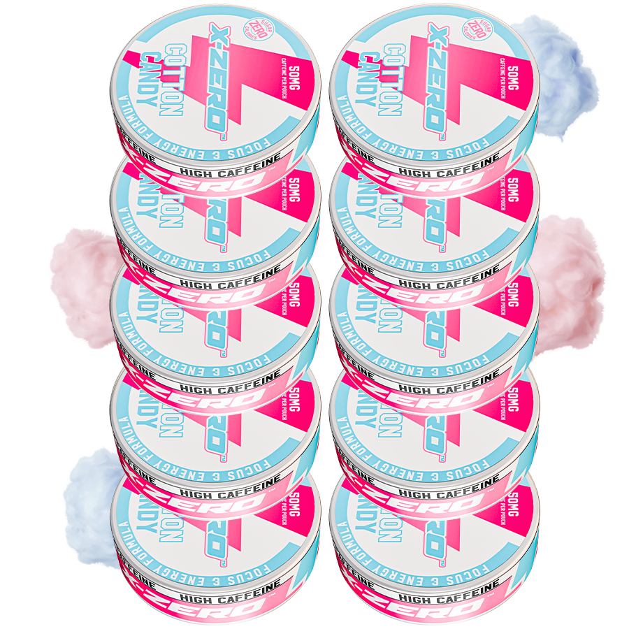 Cotton Candy Energy Pouches (10 Pack/200 Pouches) – X-Zero Energy