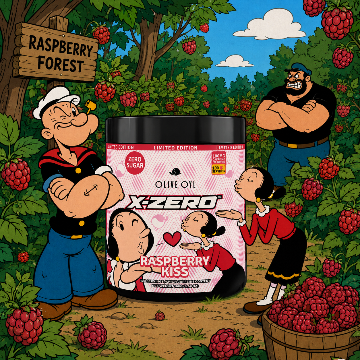 X-Zero Olive Oyl Raspberry Kiss (100 portioner)